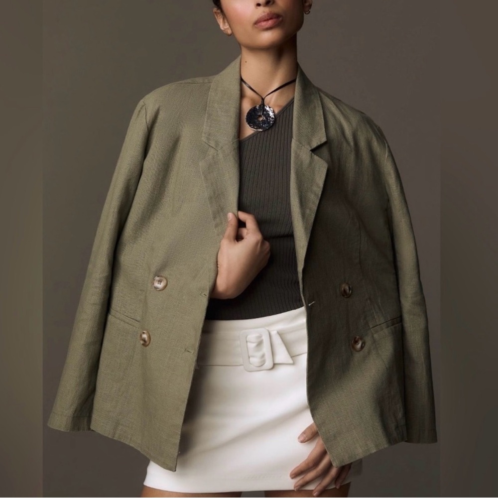 Anthropologie Dolan Olive Double-Breasted Women's Blazer Jacket